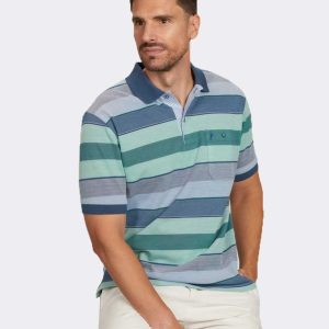 Polo con bolsillos de hombre punto piqué manga corta con franjas  varios colores