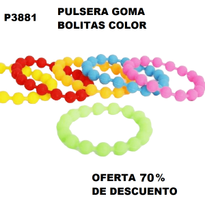 P3881 PULSERA GOMA BOLITA COLOR