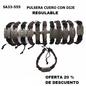 SA33-555 PULSERAS CUERO CON DIJE