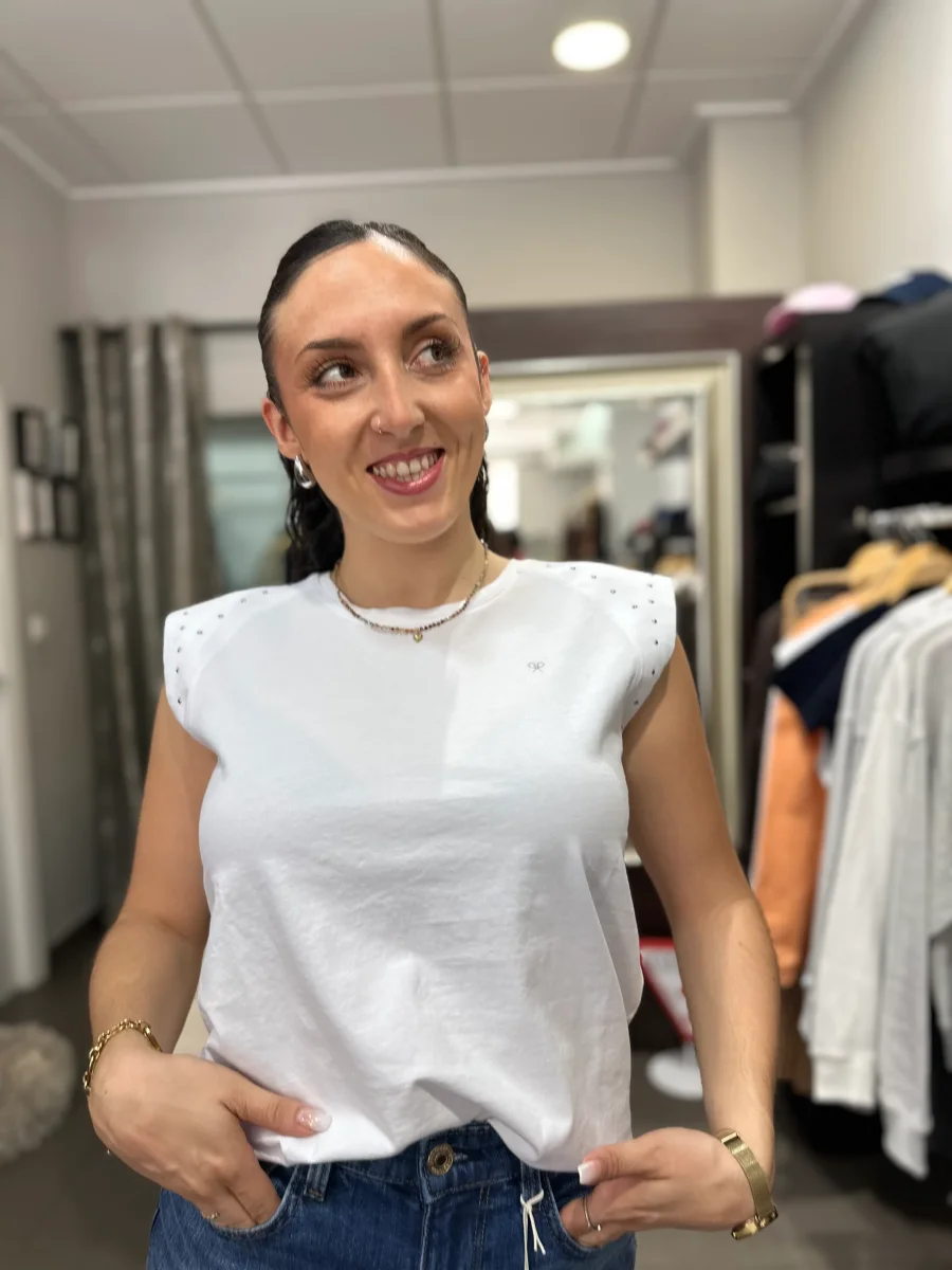Camiseta silbon tachuelas plata - Imagen 6