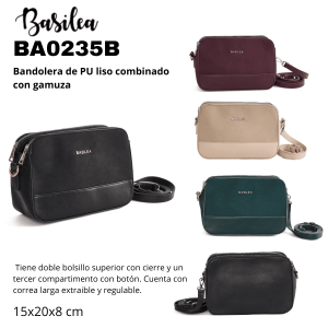 BA0235B BA0236B BA0237B BA0238B Bandolera de PU liso combinado con gamuza