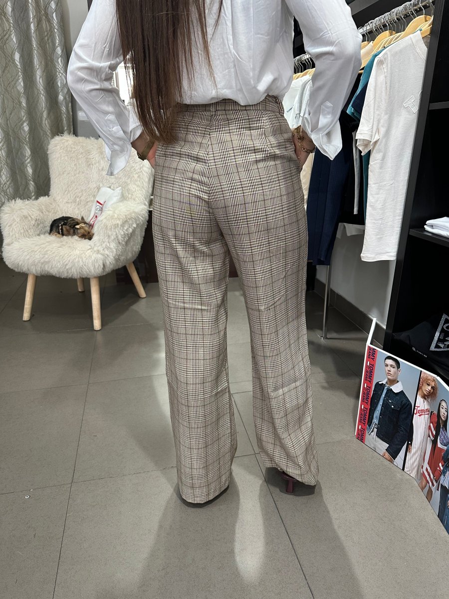 Pantalón Tiffosi traje cuadros burdeos - Imagen 4