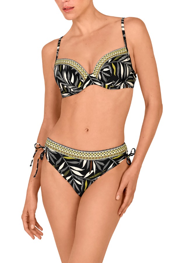 Bikini Capacidad Tamouré 3455: Sujetador con Foam y Braga Midi con Cenefas a Contraste – Estampado Abstracto