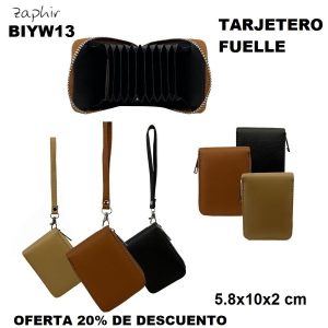 BIYW13 TARJETERO ACORDEON DE SIMIL CUERO LISO