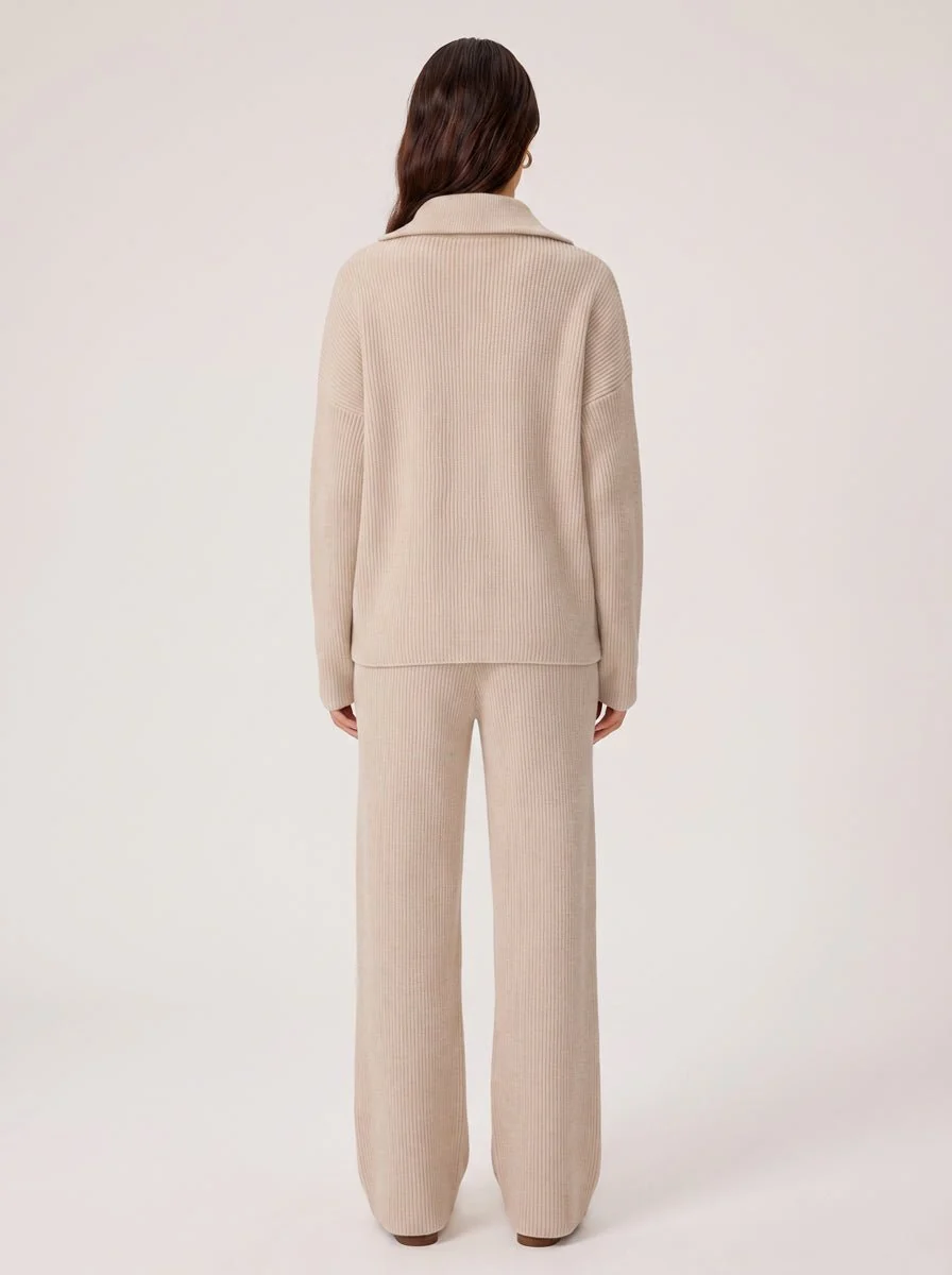 Ribbed Half Zip Sweater Set - Imagen 8