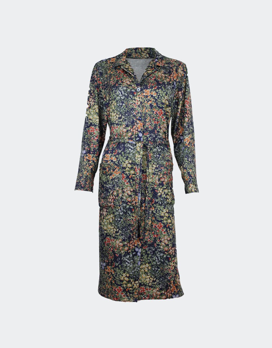 Bata-vestido mujer punto fino estampado flores - Imagen 2