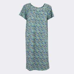 Bata vestido mujer punto MANGA CORTA con bolsillos estampado topitos irregulares