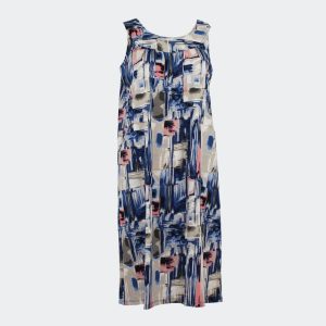 Bata vestido mujer punto SIN MANGAS con bolsillos estampado abstracto