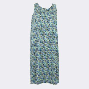 Bata vestido mujer punto SIN MANGAS con bolsillos estampado topitos irregulares