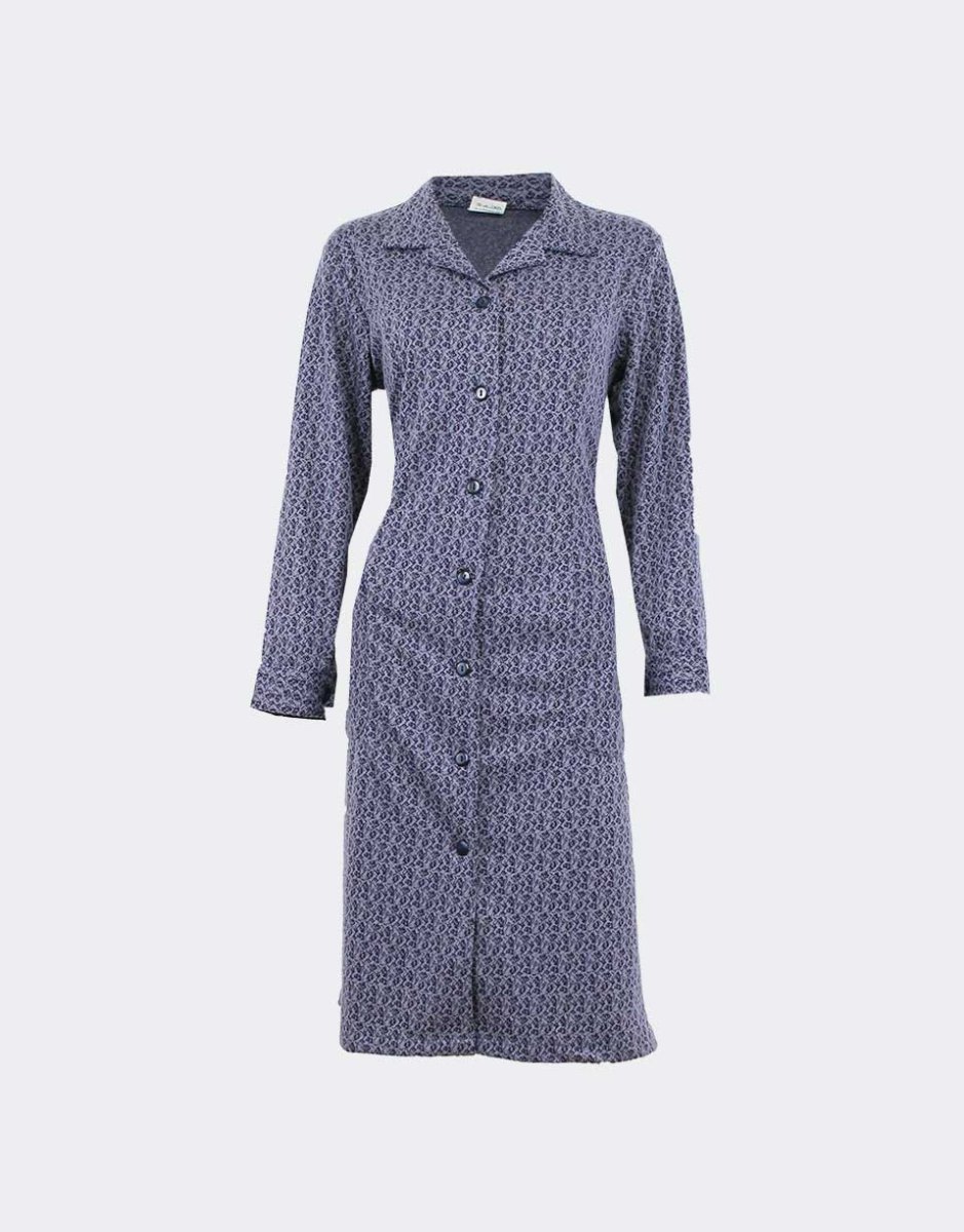 Bata-vestido mujer punto clásico estampado ‘motas’ entrelazadas - Imagen 2