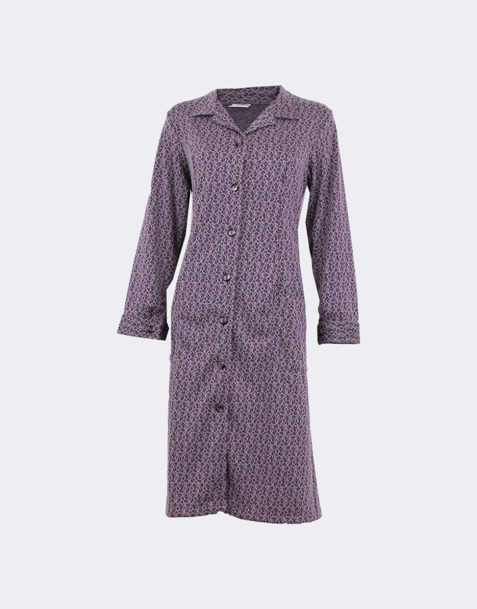 Bata-vestido mujer punto clásico estampado ‘motas’ entrelazadas - Imagen 3