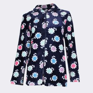 Batín corto mujer con cremallera y bolsillos estampado flores