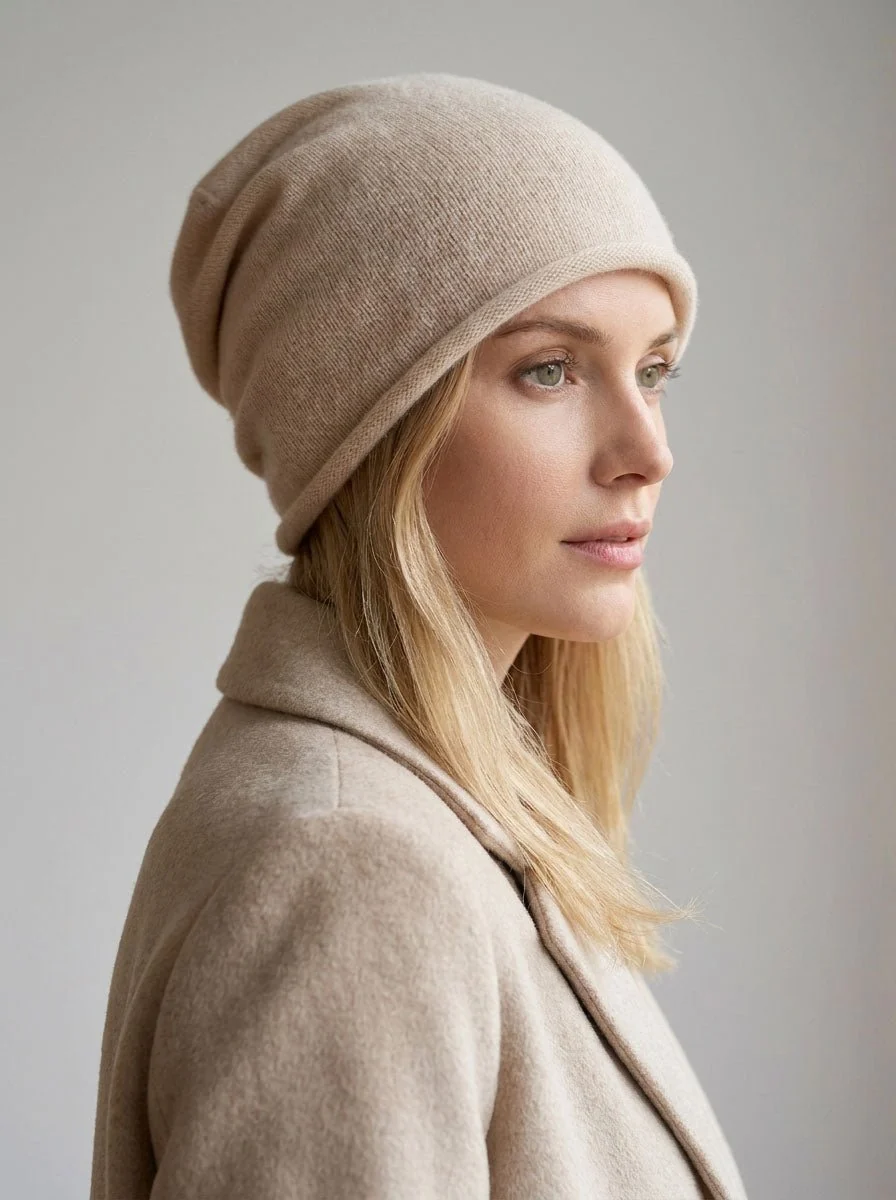 Women Pure Cashmere Slouchy Beanie Hat - Imagen 8