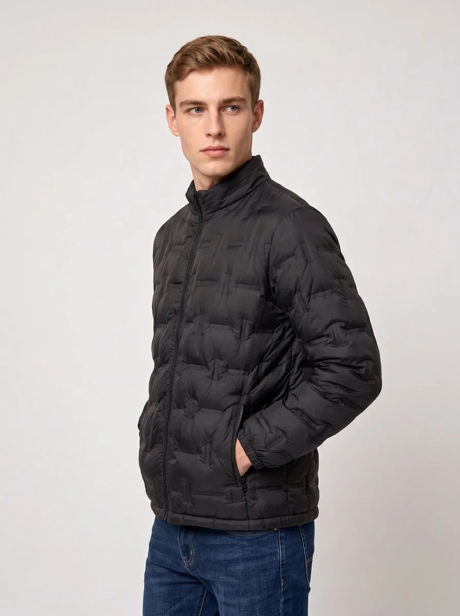 Black Heated Duck Down Jacket - Imagen 4