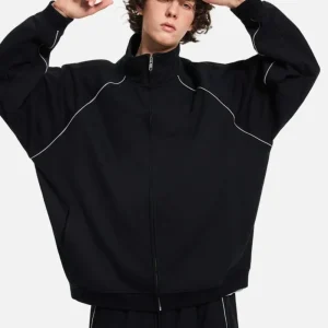 Reflective Stripe Raglan Zip-Up Jacket