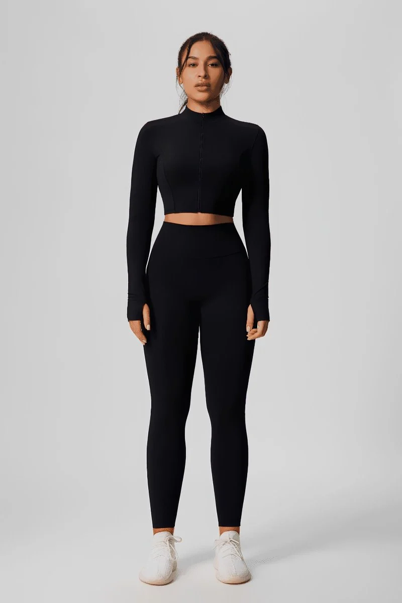 Zip Thumbhole Crop Yoga Jacket - Imagen 4