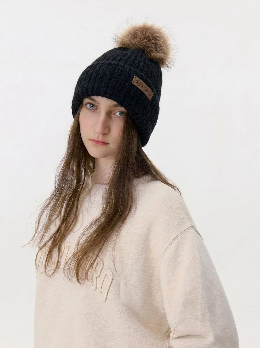 Women Cashmere Blend Pom Knit Beanie Hat - Imagen 4