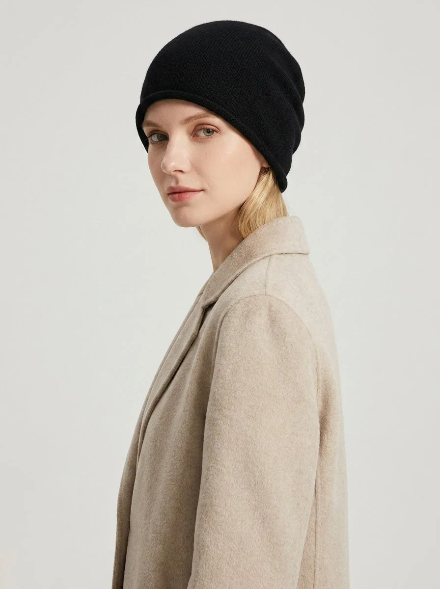 Women Pure Cashmere Slouchy Beanie Hat - Imagen 5
