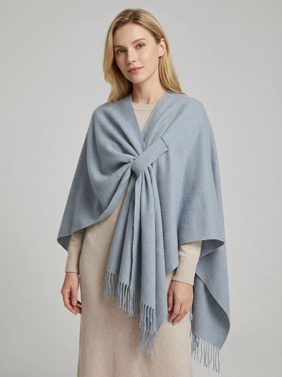 Women Fringe Poncho Shawl Wrap Cape Scarf - Imagen 8