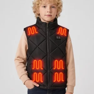 Boys Black Quilted Heated Gilet