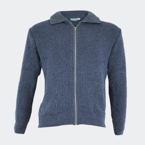 Chaqueta clásica de canalé de cuello vuelto con bolsillos y cremallera. CAMACHO