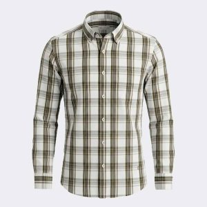 Camisa manga larga de hombre tela fina a cuadros grandes