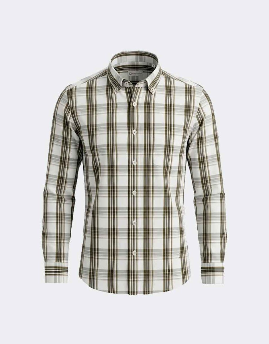 Camisa manga larga de hombre tela fina a cuadros grandes