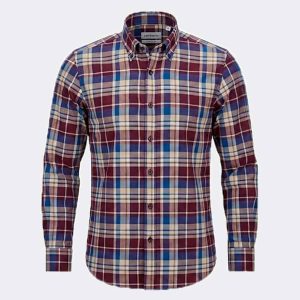 Camisa de hombre VIELLA cuadros  grandes en azulados y rojizos