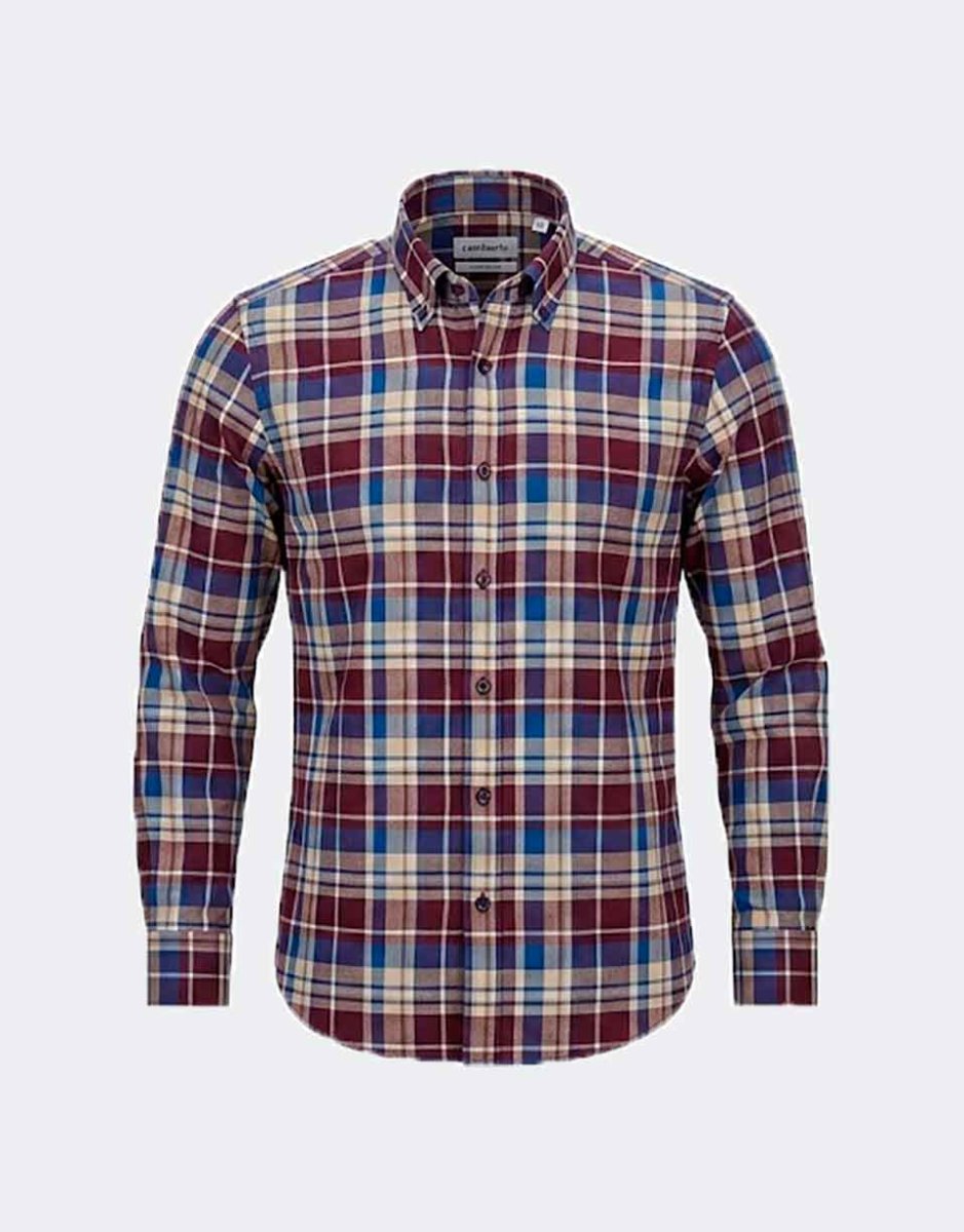 Camisa de hombre VIELLA cuadros grandes en azulados y rojizos