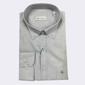 Camisa manga larga de hombre tela fina cuadradito muy pequeño casi liso
