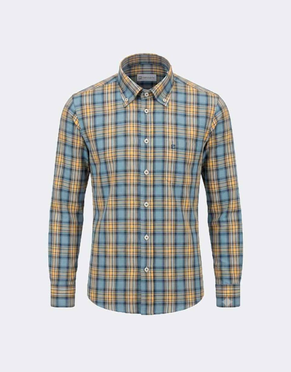 Camisa manga larga hombre cuadros medianos