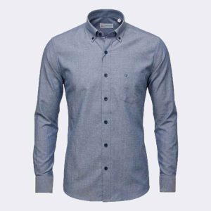 Camisa hombre tejido oxford manga larga en azul