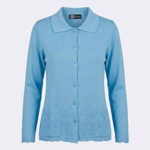 Chaqueta mujer VERANO cuello polo con bolsillos y acabado con caladito