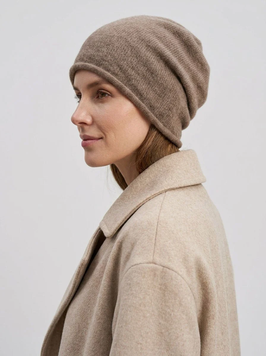 Women Pure Cashmere Slouchy Beanie Hat - Imagen 4