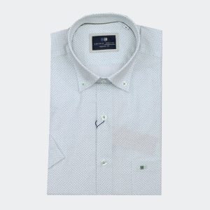 Camisa hombre manga corta muestra pequeña hojita verde