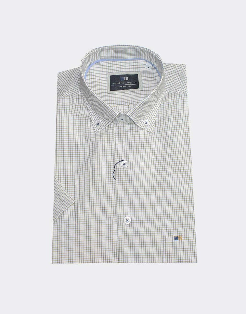 Camisa hombre MANGA CORTA cuadro pequeño - Imagen 3