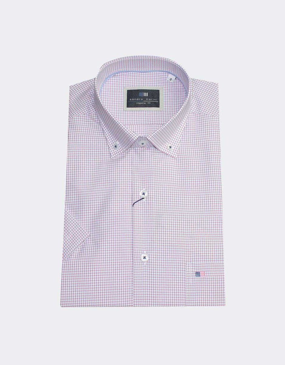 Camisa hombre MANGA CORTA cuadro pequeño - Imagen 2