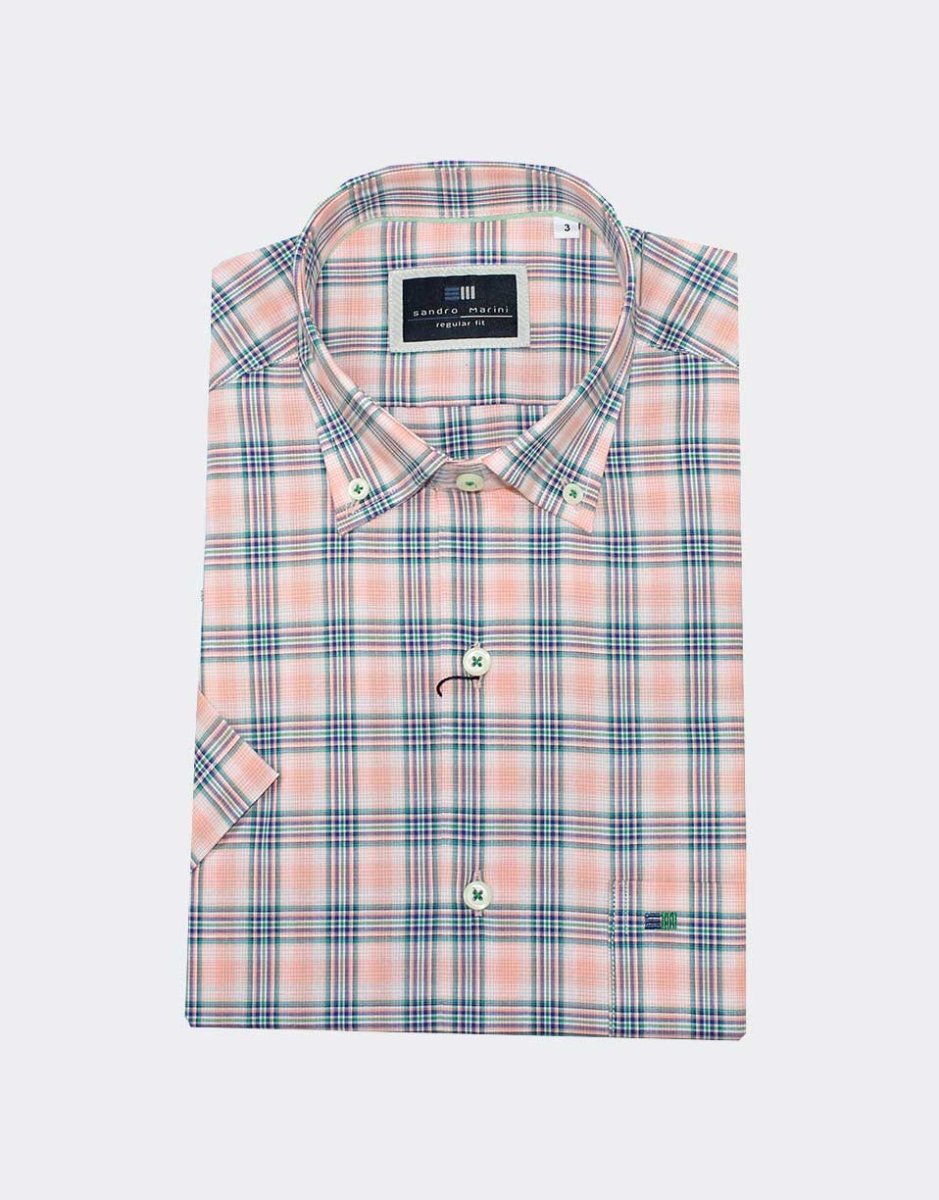 Camisa hombre MANGA CORTA cuadros medianos - Imagen 3