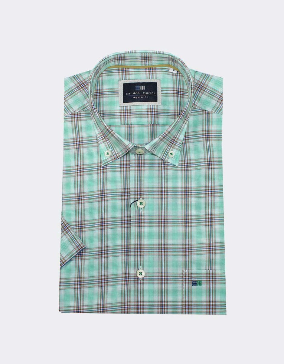 Camisa hombre MANGA CORTA cuadros medianos