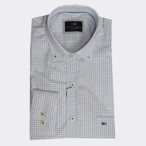 Camisa hombre manga larga TELA estampado redonditas