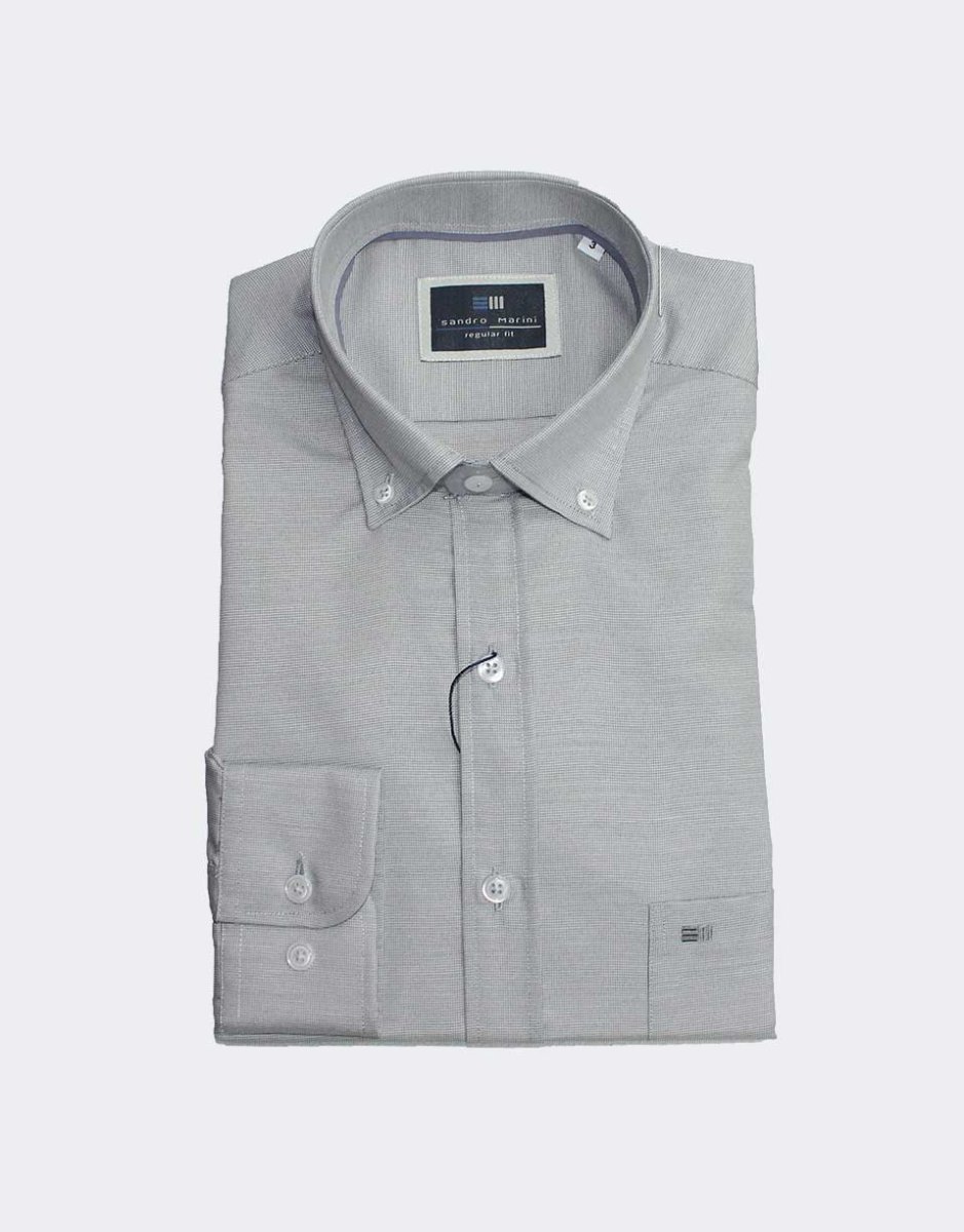 Camisa hombre tela MANGA LARGA semi lisa - Imagen 4