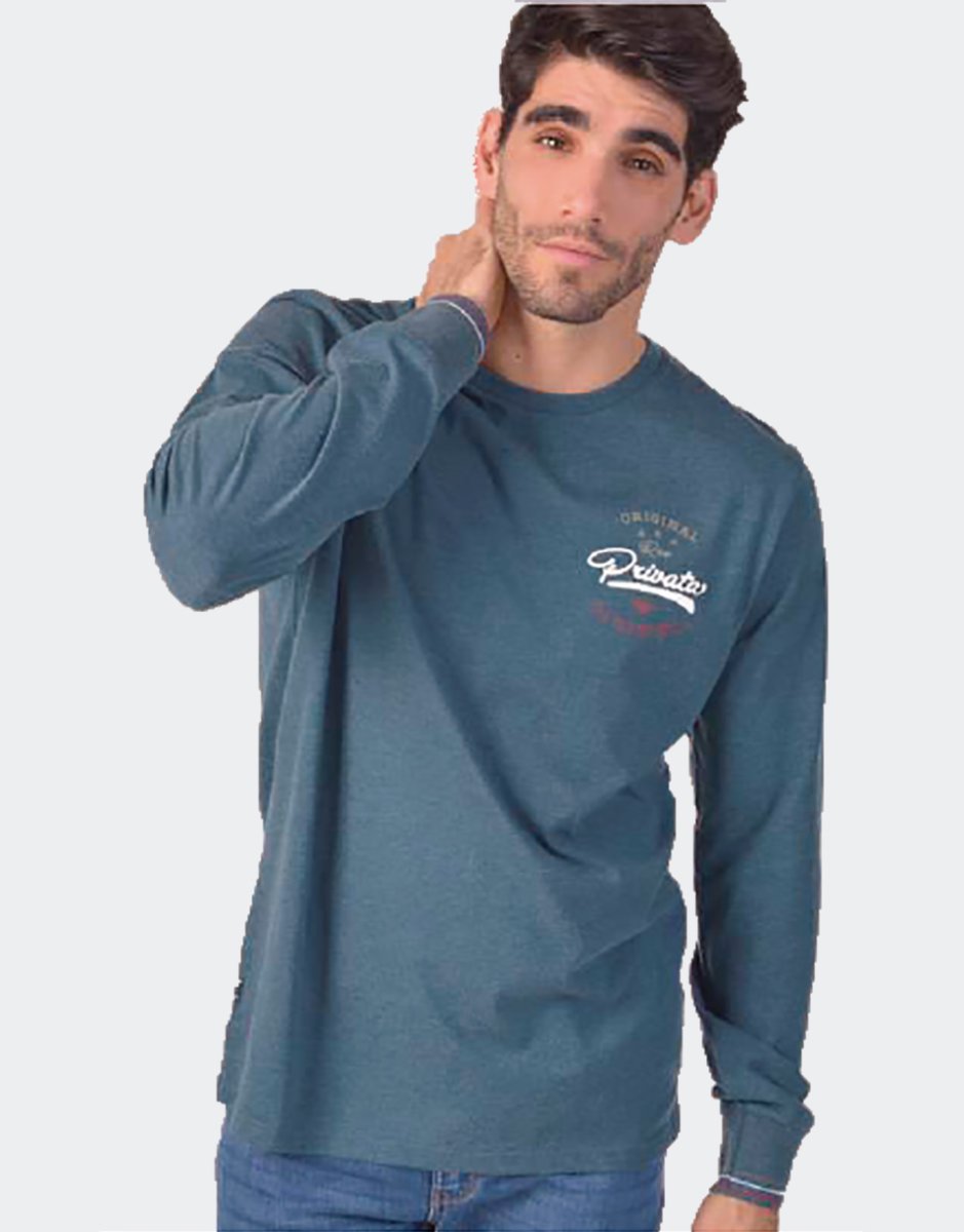 Camiseta sport hombre punto manga larga dibujo pecho ‘Original Raw PRIVATA’