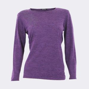 Camiseta mujer punto, lisa con detalle de brillantitos