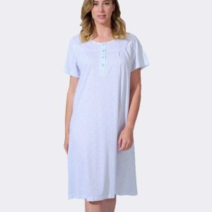 Camisón mujer punto manga corta tapeta 4 botones con canesú estampado florecitas