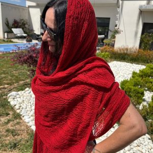 Chal de lana merina «Espiga» Rojo
