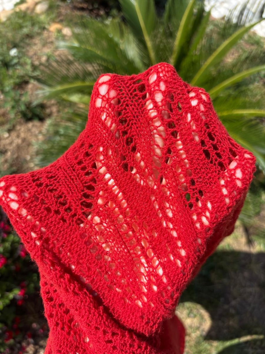 Chal de lana merina «Espiga» Rojo - Imagen 5