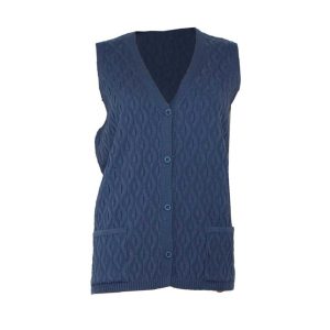 Chaleco mujer punto relieve escote pico con bolsillos