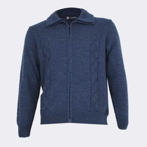 Chaqueta hombre punto cremallera con cenefa relieve laterales