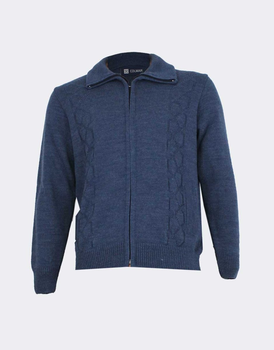 Chaqueta hombre punto cremallera con cenefa relieve laterales - Imagen 2