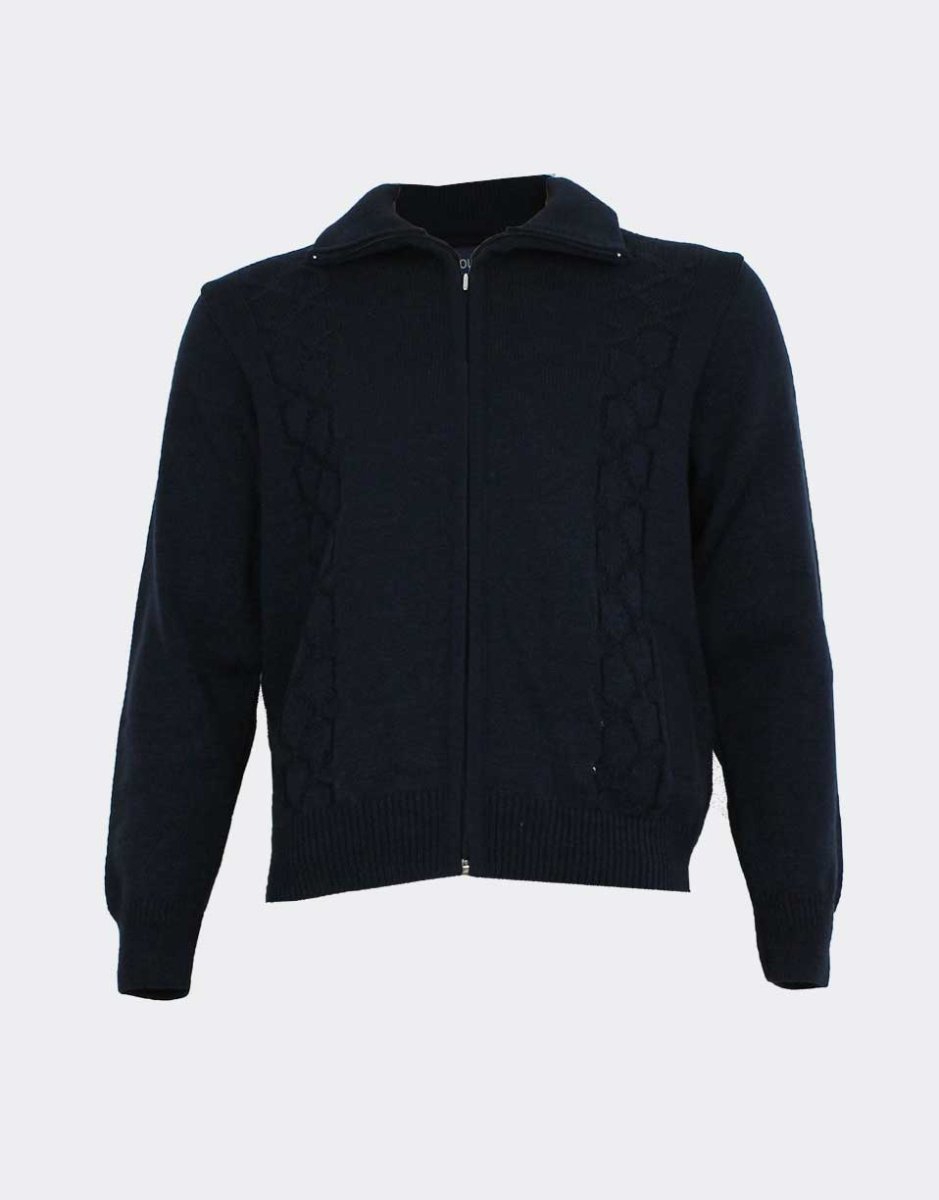 Chaqueta hombre punto cremallera con cenefa relieve laterales - Imagen 3